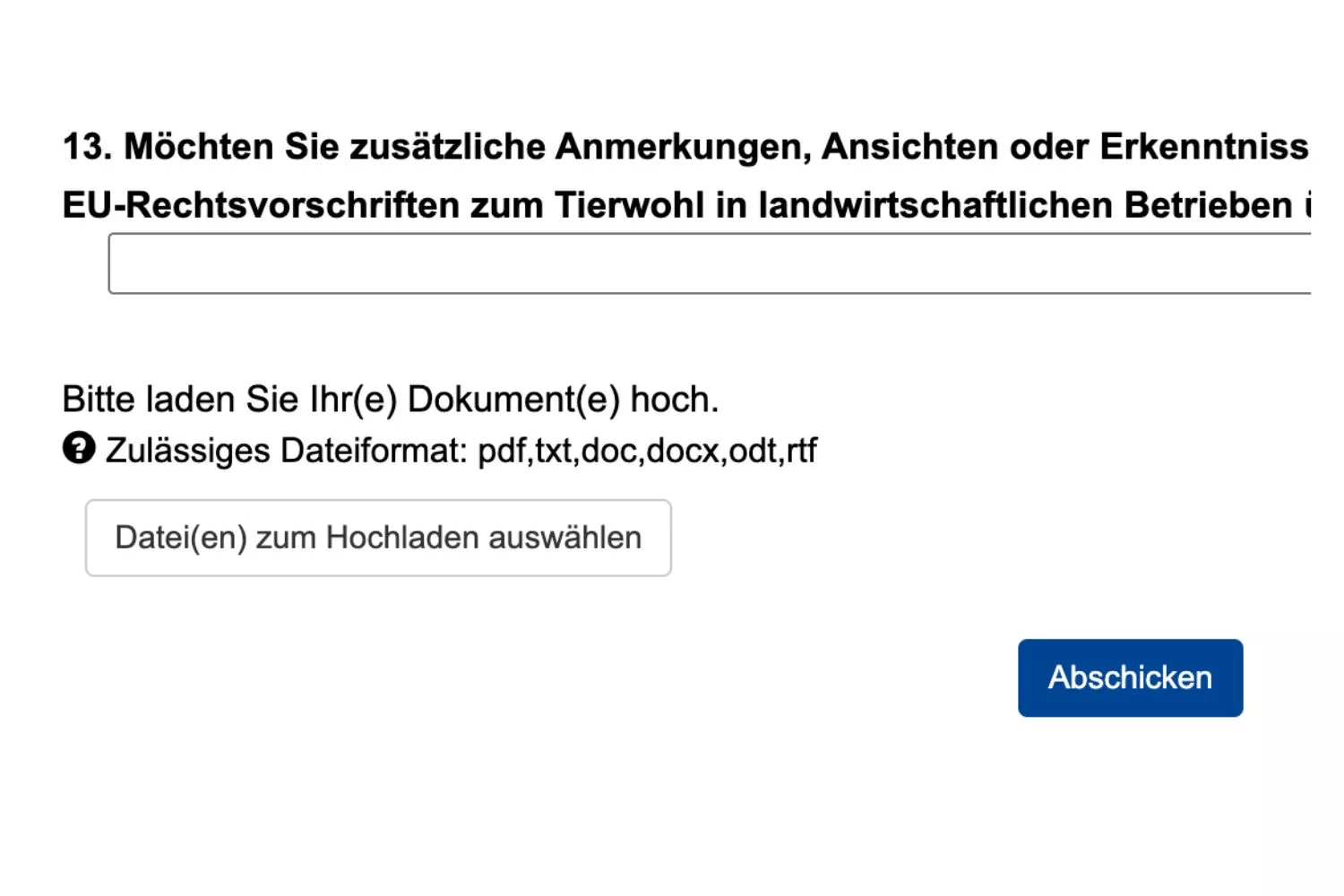 Öffentliche Konsultation der Europäischen Union, Antwort 13 von Animal Equality