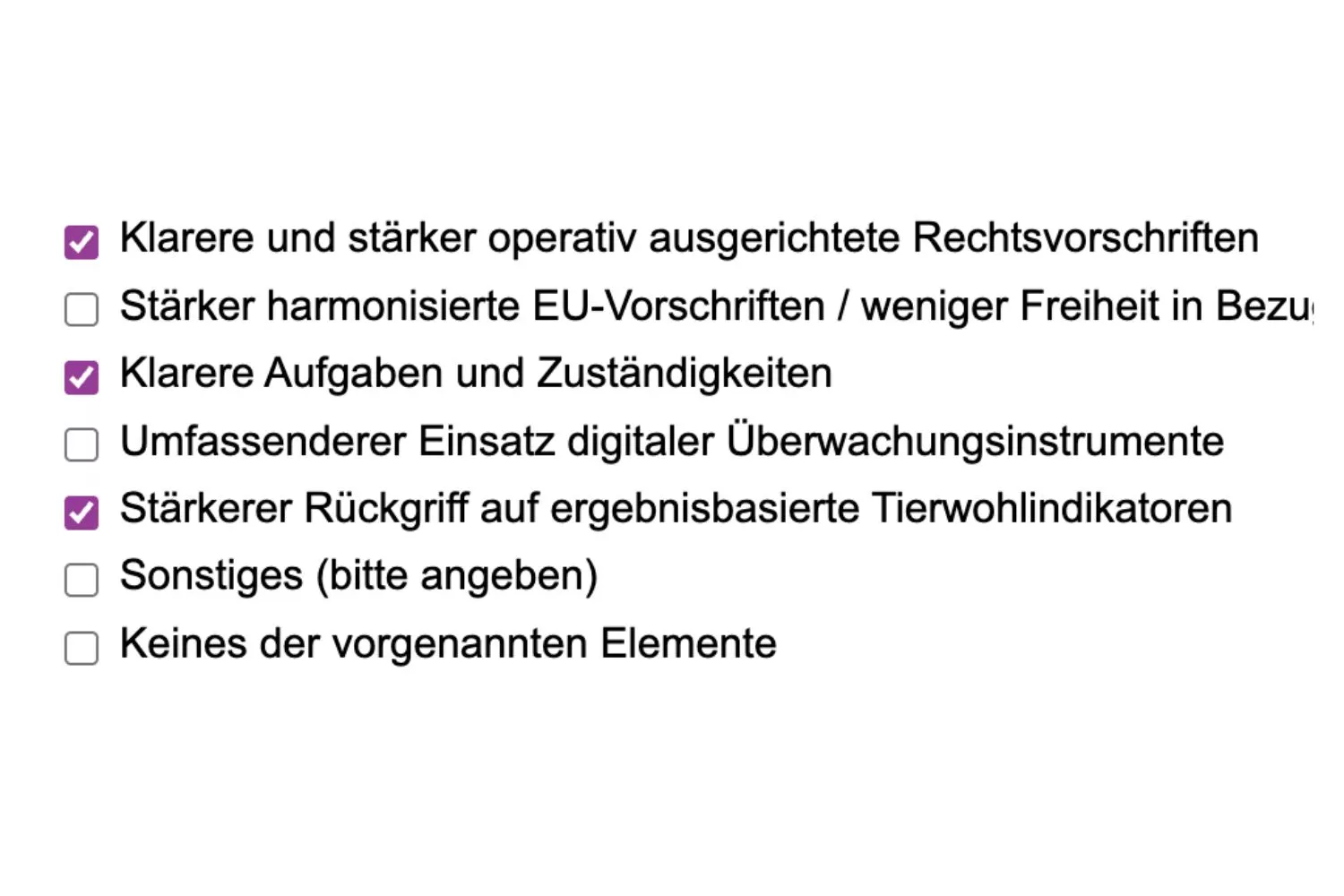Öffentliche Konsultation der Europäischen Union, Antwort 6 von Animal Equality