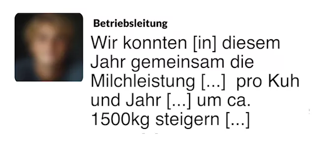Chatnachricht Milchleistung