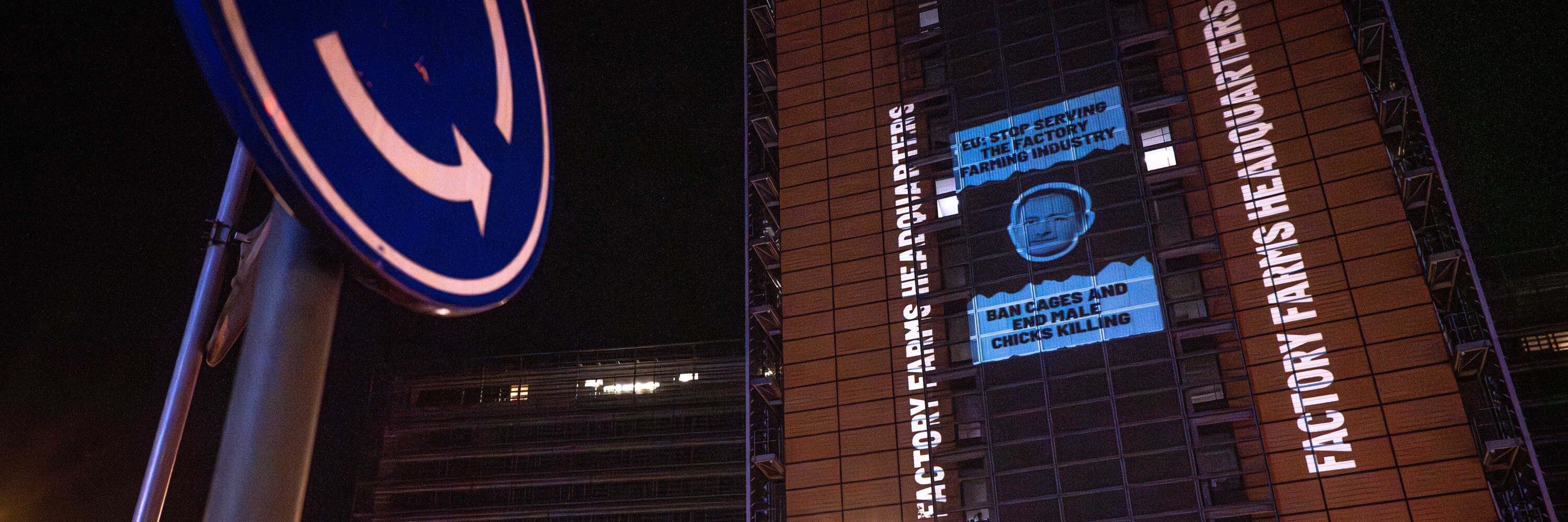 Projektion auf das Berlaymont-Gebäude der Europäischen Kommission in Brüssel