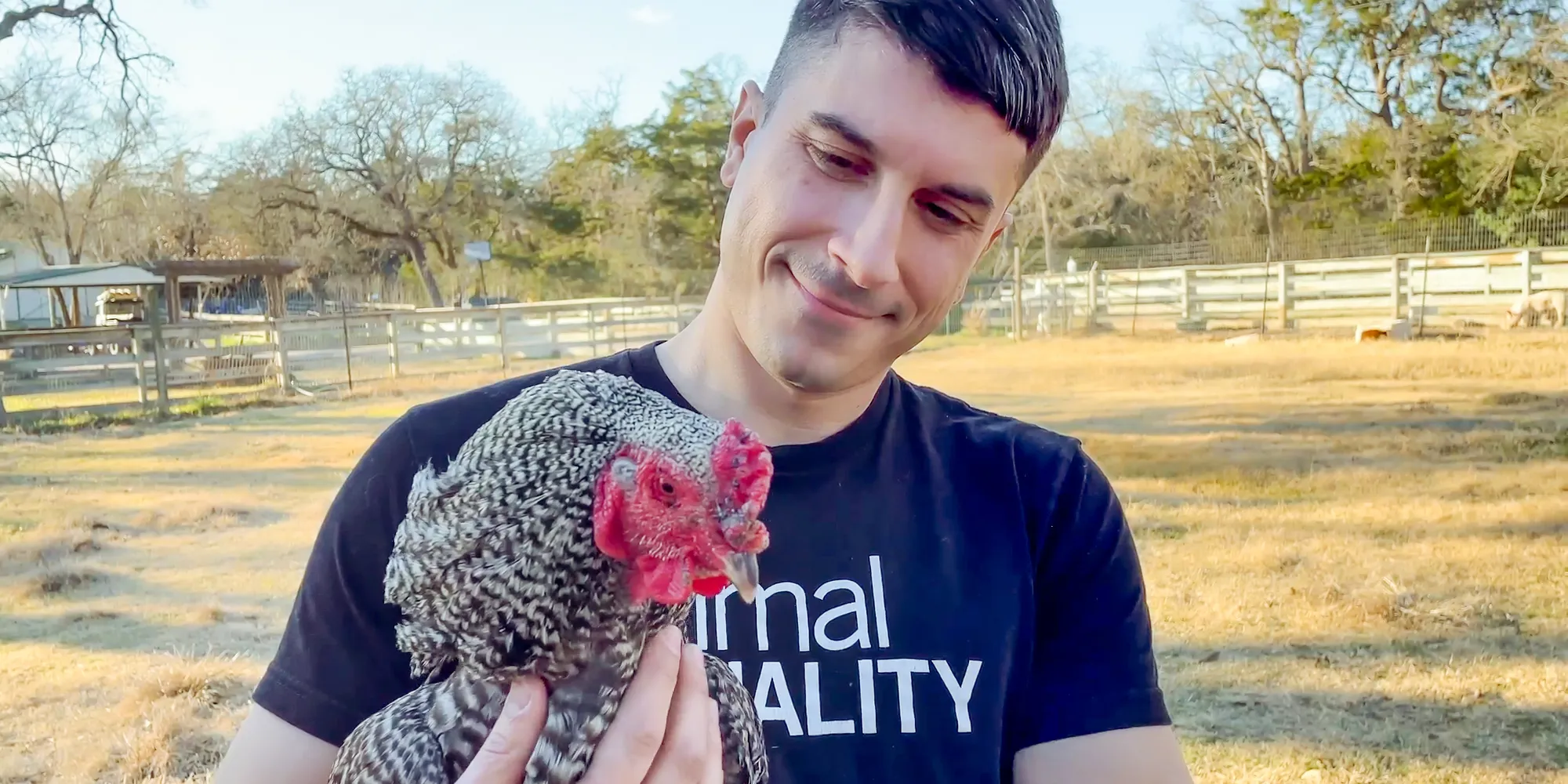 Startseite 9 Matteo Cupi auf einem Lebenshof mit einem Huhn