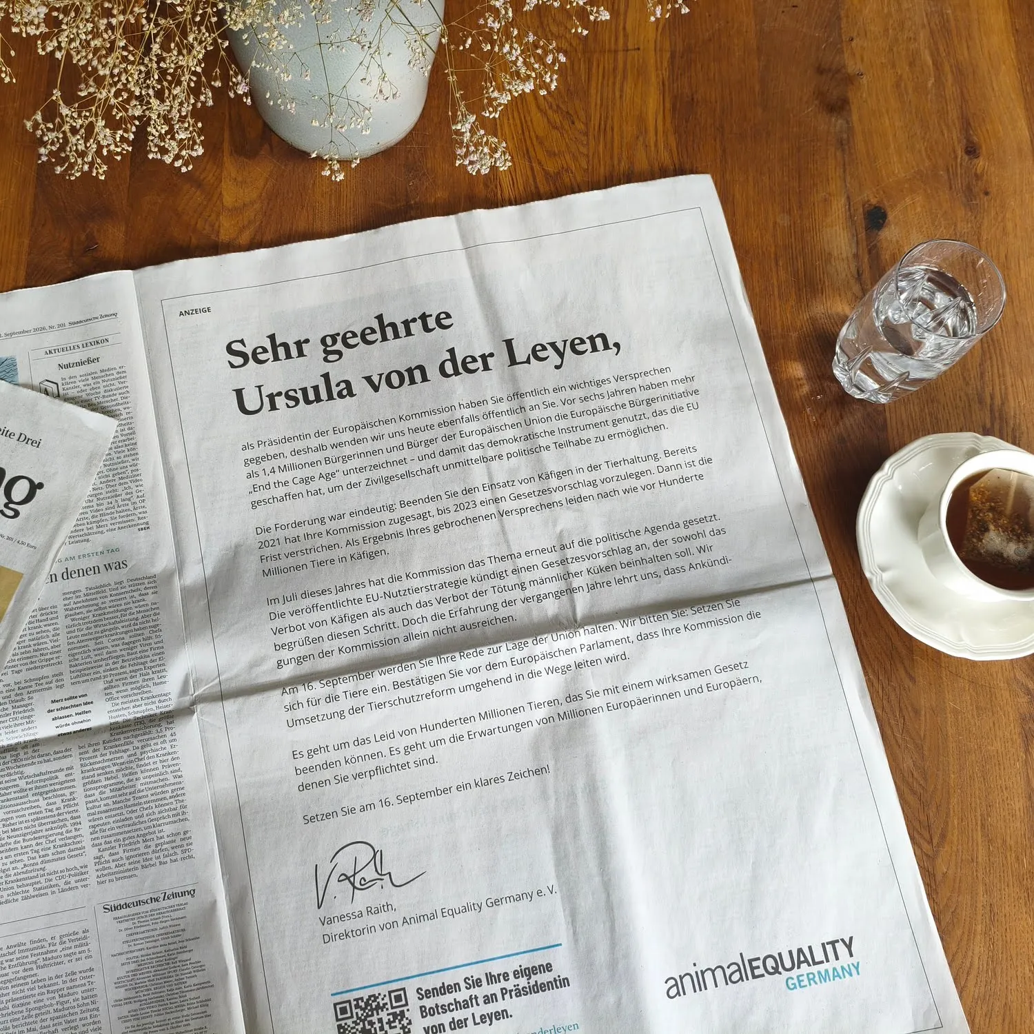 Brief an Ursula von der Leyen in der SZ